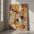 Elegant mood board with terracotta, ochre, sage, midnight blue, and neutral swatches in morning light